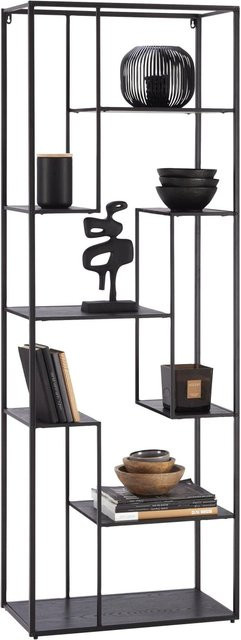 Mömax Regal Matea II in Schwarz aus Metall und Holz im Industrial-Design, B/T/H: 60 x 20 x 170 cm - Bild 1