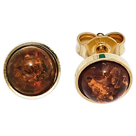 Colfem Ohrstecker 333 Gelbgold, Bernstein, Unisex - Bild 1