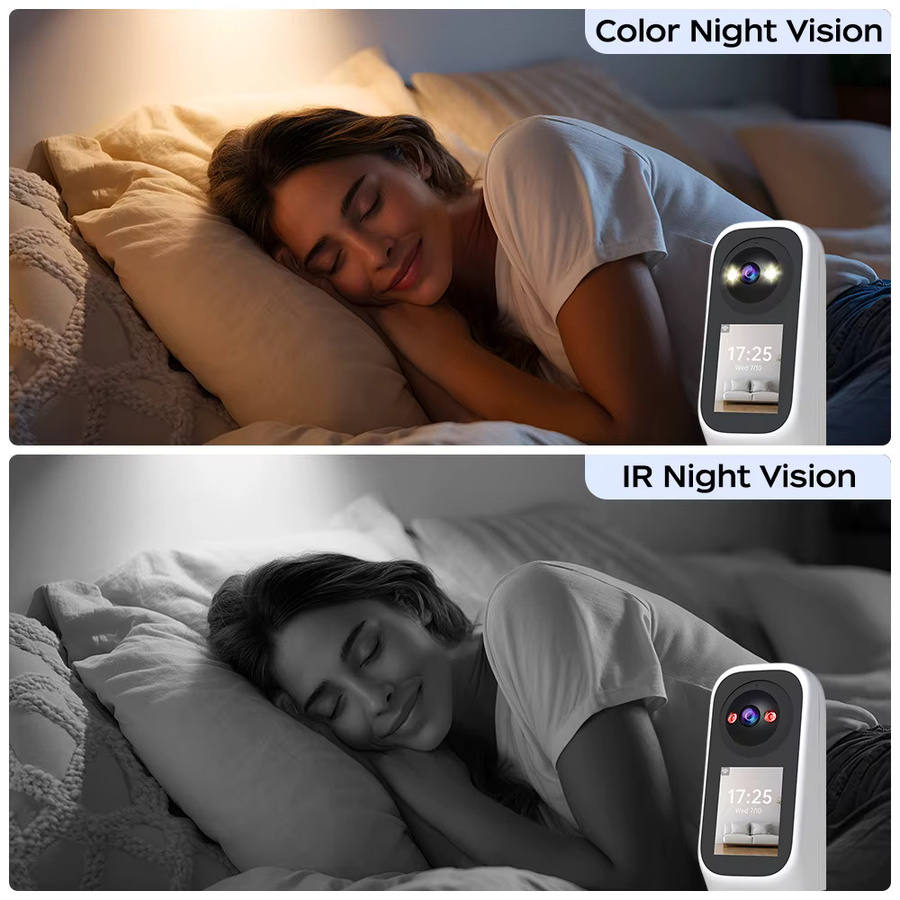Jooan 4MP PTZ IP-Kamera mit 2,8-Zoll-LED-Bildschirm, KI-Tracking und Babyweinen-Erkennung, weißer Heim-Babymonitor mit Videoanruf-Funktion - Bild 3