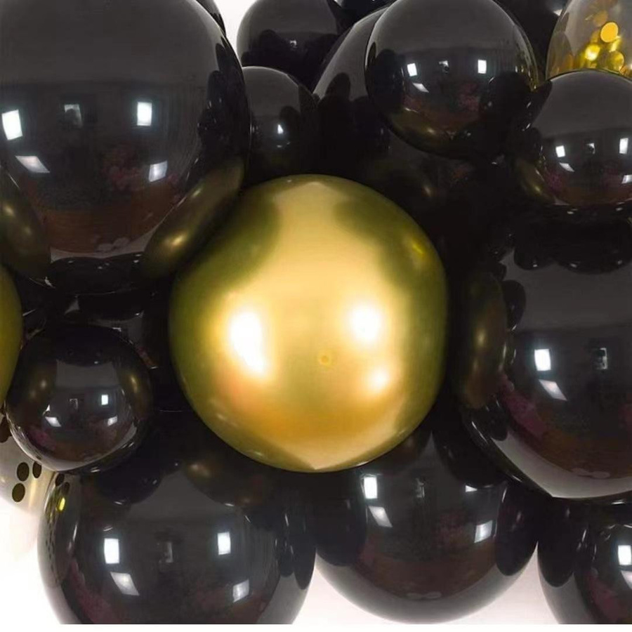 Happy Time For kids Partydekoration Set mit Stern- und runden Latexballons in Schwarz und Gold - Bild 2