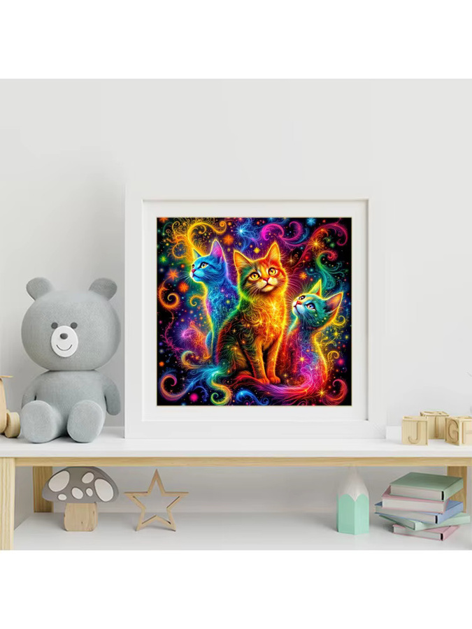 Evershine 5D DIY Diamant Mosaik Katze Tier Bild, Strass Malerei, Bunt / Mehrfarbig - Bild 3