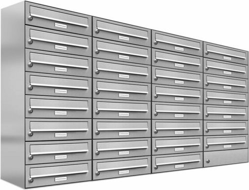 AL Briefkasten-System für 31 Parteien, Aufputzmontage, silberfarben, B/H/T: 153,2 x 92 x 27,5 cm - Bild 1