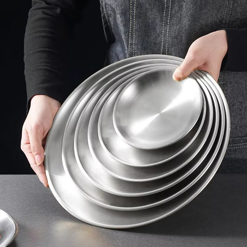 AJOYOUS 6er Set Runde Servierschalen aus Edelstahl in Silber für BBQ und Küche - Bild 1