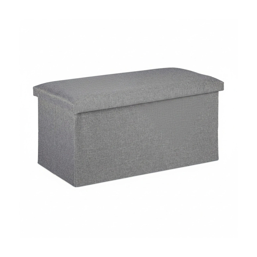 Relaxdays Sitzbank aus MDF und Polyester mit Schaumstoff und Stauraum, Hellgrau, B: 76,5 cm, T: 38 cm, H: 38,5 cm - Bild 2