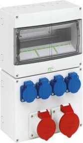 Spelsberg CEE-Steckdosen-Kombination STV 1224-S in Weiß mit IP44 Schutzart, B/H/T: 40,0 x 25,0 x 12,2 cm - Bild 1