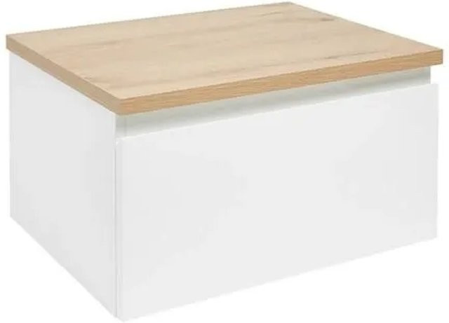 Swiss Aqua Technologies Badezimmerschrank hängend in Weiß Glanz mit Abdeckplatte Eiche, B/T/H: 59 x 30 x 45 cm - Bild 1