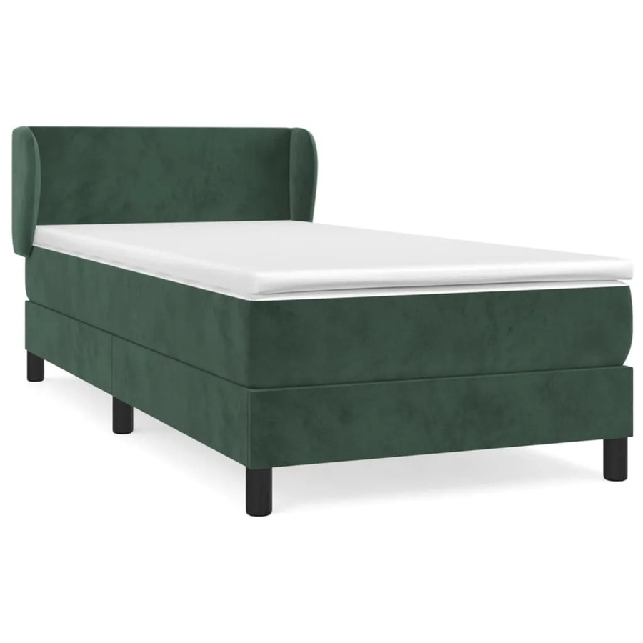 vidaXL Boxspringbett mit Matratze Dunkelgrün aus Samt, Hybrid-Design mit Taschenfederkern, B/T/H: 90 x 200 x 78 cm - Bild 2