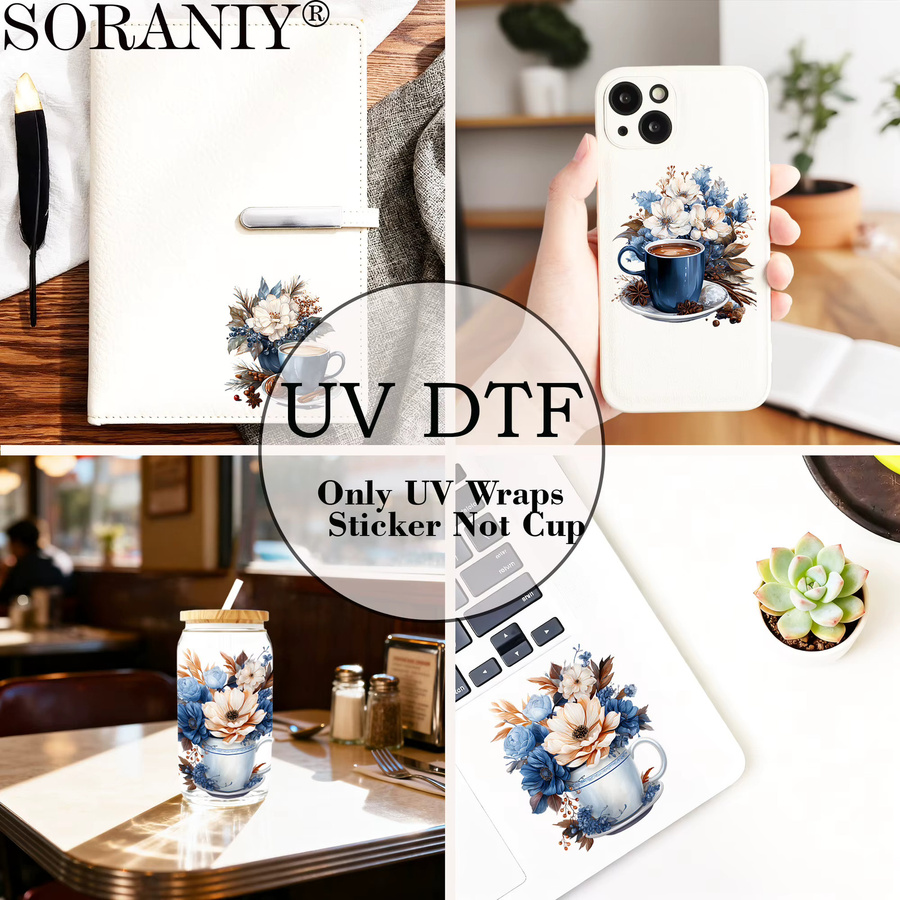 24er Set UV-DTF-Transferaufkleber mit Winter-Kaffee-Motiv in Multicolour für deine DIY-Wasserbecher - Bild 4