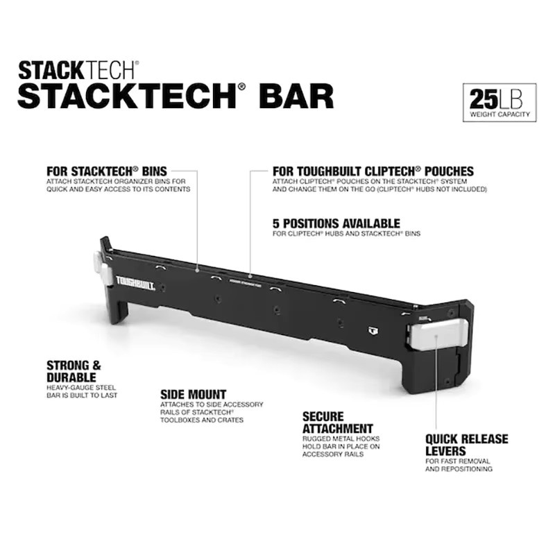 TOUGHBUILT STACKTECH Werkzeugständer aus robustem Stahl, stapelbarer Werkzeugkasten und multifunktionale Stützhalterung, Modell TB-B1-A-30 - Bild 2