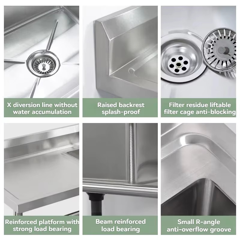 YunlinLi Edelstahl Spülbecken mit Gestell für die Küche in Silber - Bild 4