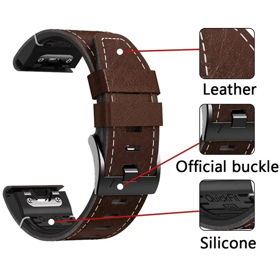 QuickFit Uhrenarmband Leder-Silikon, 26 mm, 22 mm, Unisex - Bild 3