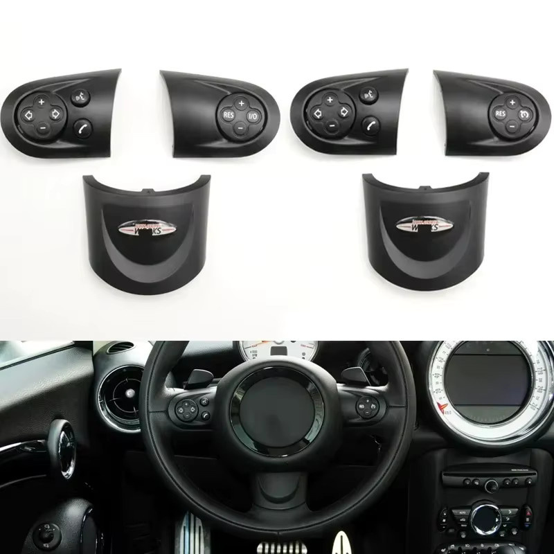 Soarhorse Lenkrad-Schalter Trim Abdeckung Lautstärkeregler Taste für BMW MINI Cooper R55 R56 R57 R58 R59 R60 R61, Schwarz - Bild 3