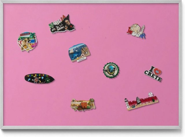 Tulup Magnettafel aus Metall für die Wand, Rosa mit silbernem Rahmen, Breite: 100 cm, Höhe: 70 cm - Bild 1