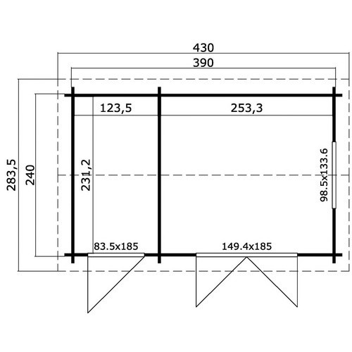 Holz-Gartenhaus Lasita Wrexham mit Satteldach in Grüngrau lasiert, B/H/T: 430 x 250,8 x 283,5 cm - Bild 2