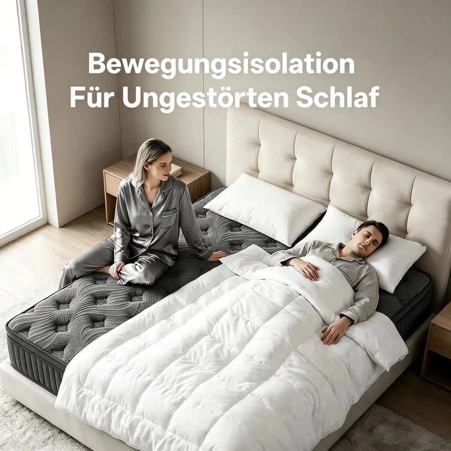 SKSBTF Hybrid-Taschenfederkernmatratze in Schwarz, Härtegrad H3, B/T/H: 200 x 140 x 25 cm - Bild 3