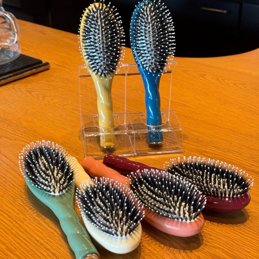 Wildschweinborsten-Massagekamm, Macaron, große Größe, Unisex - Bild 3