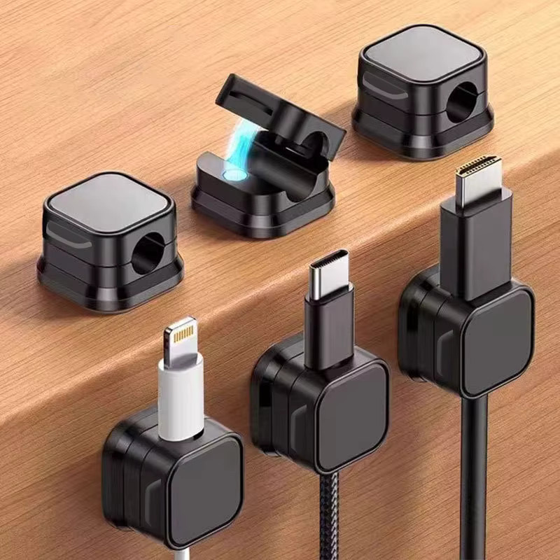 YMOLGA Magnetischer Kabelorganizer für den Schreibtisch und die Wandmontage, Aufbewahrungshalterung für Mobilkabel und Wandstecker, 3 oder 6 Stück, Schwarz oder Weiß - Bild 2