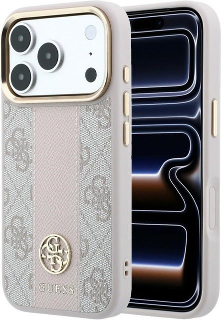 Guess MagSafe-Hülle für Apple iPhone 18 Pro Max und iPhone 17 Pro Max, 4G Stripe Round Classic Logo, Rosa - Bild 1