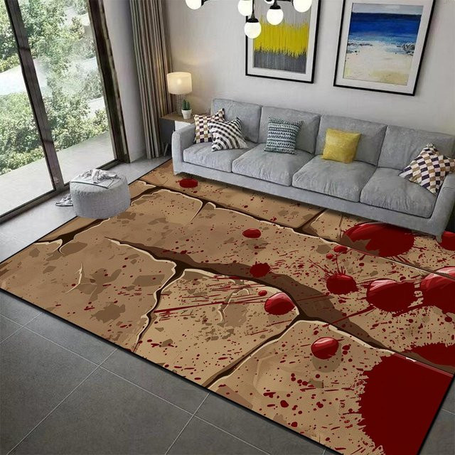 Karpetti Halloween 3D Teppich mit Terror-Atmosphäre und Blut-Design, B/T: 90 x 60 cm, Braun - Bild 1