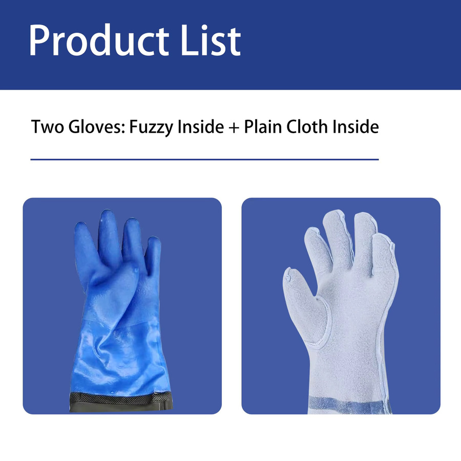 Wasserdichte PVC-Schutzhandschuhe in Blau mit Baumwollfutter, öl-, säure- und alkalibeständig, Länge: 65 cm - Bild 3