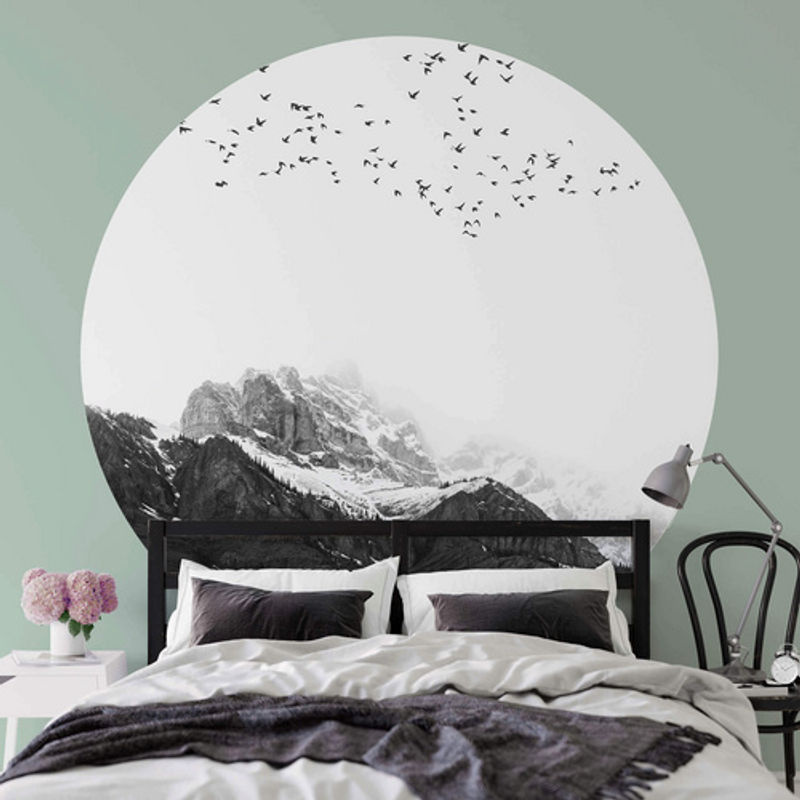 K&L Wall Art Vliestapete Runde Vliestapete Kubistika Alpen Berge Natur, mehrfarbig, matt, B/H: 236 x 236 cm - Bild 2