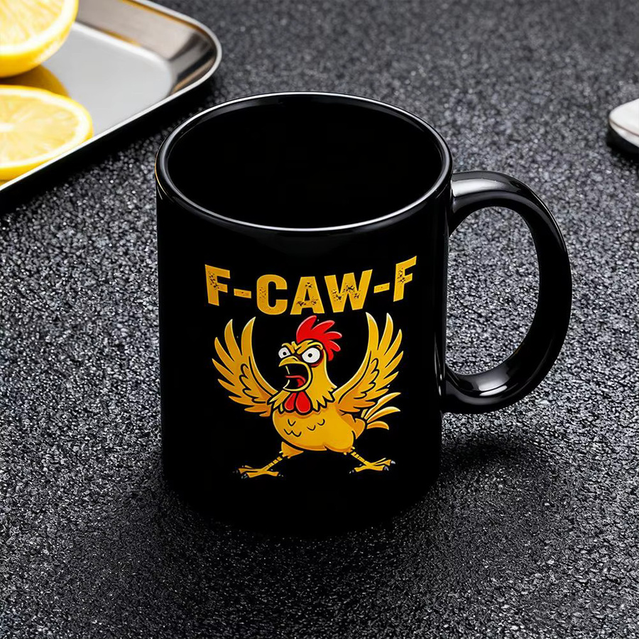 Lustige Keramiktasse F-Caw-F Huhn in Schwarz von KITPIPI für Damen und Herren - Bild 5
