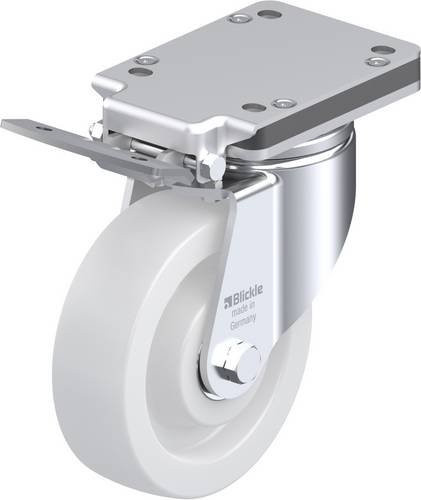 Blickle Lenkrolle LH-SPO 160K-IS mit Feststeller, Rad-Durchmesser: 160 mm, Tragfähigkeit: 850 kg, Farbe: Weiß - Bild 1