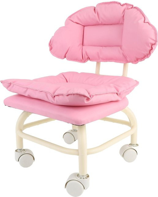 Aimo Rollhocker Rosa Drehstuhl mit Rückenlehne und Rollen aus Kunstleder für Home Office und Wohnzimmer - Bild 1