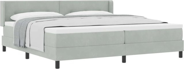 vidaXL Boxspringbett mit Matratze in Hellgrau, Hybrid-Konstruktion aus Federkern und Schaumstoff, B/T/H: 200 x 200 x 88 cm - Bild 1