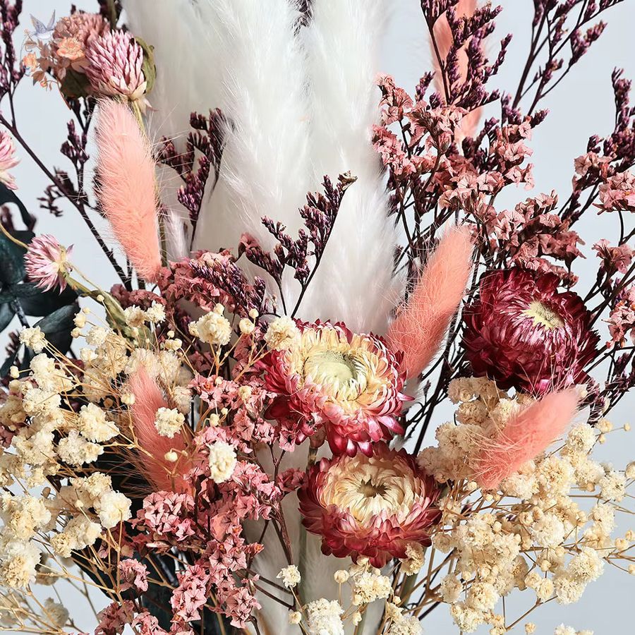 Bunter Trockenblumenstrauß von YN HI FLOWER ENJOY YOUR LIFE mit Helichrysum Bracteatum und Eukalyptus im Boho Chic Stil für Hochzeiten und Home Decor - Bild 2