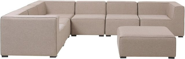 Beliani Lounge Set AREZZO Ecksofa mit Sessel und Ottomane in Beige, B/T/H: 250 x 320 x 65 cm - Bild 1