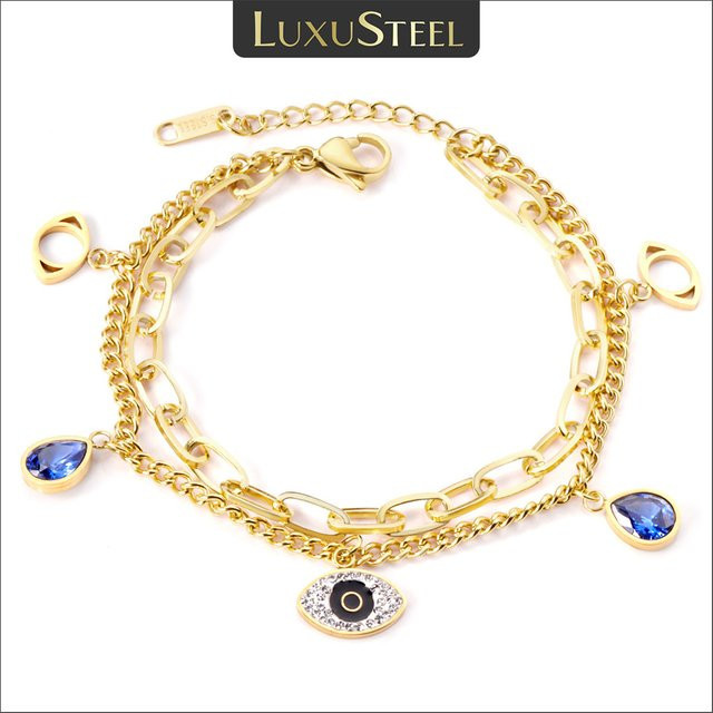 LUXUSTEEL Armband, Stahl, blau, Kristall, Zirkon, Damen - Bild 1