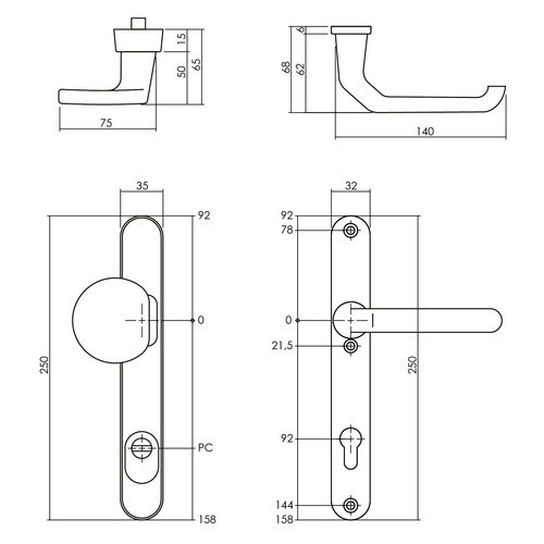 Intersteel Schutzbeschlag mit Kernziehschutz PZ 92 mm in Silber und Schwarz aus Aluminium - Bild 3