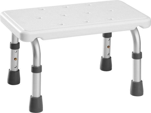 tectake Badewannen-Einstiegshilfe aus Aluminium und Kunststoff in Weiß mit rutschfester Oberfläche und höhenverstellbaren Beinen, B: 41 cm, T: 26 cm, H: 21 - 26,5 cm - Bild 1
