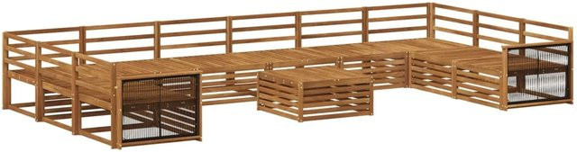 vidaXL Sofagarnitur aus Massivholz Akazie in Braun mit Latten-Design, 11 Stück - Bild 1