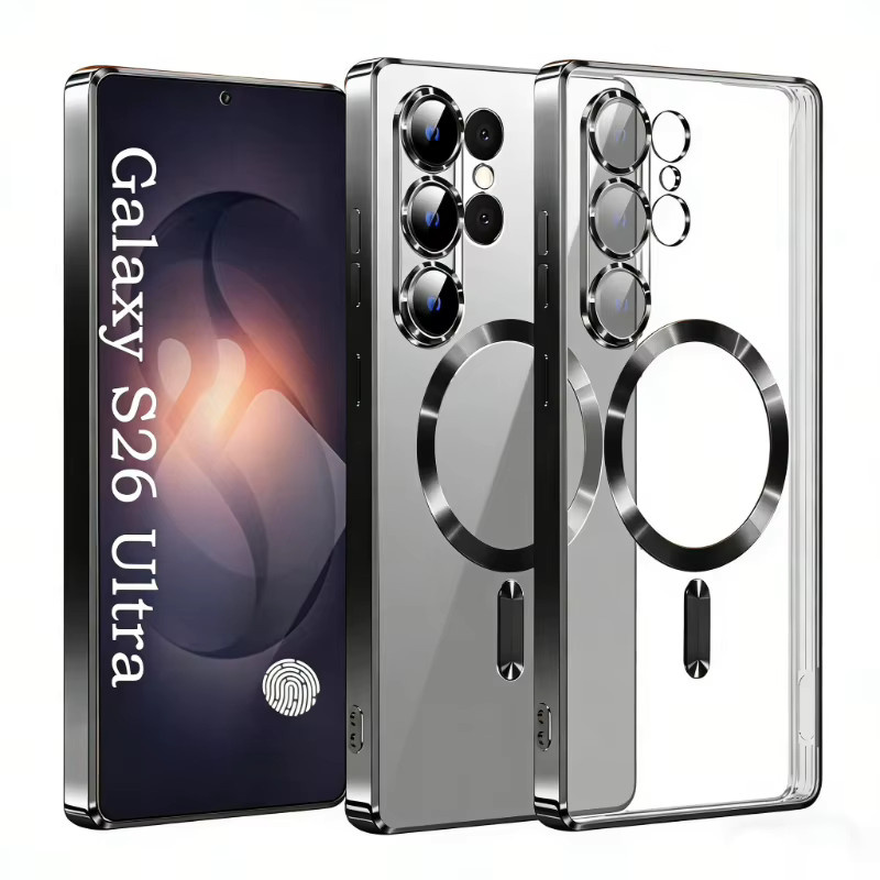 Magnetische Softcase-Hülle für Samsung Galaxy S26 S25 Edge S24 S22 Ultra S23 Plus S21 FE mit MagSafe, transparentem Design und Linsenschutz, Farbe: Purple - Bild 1