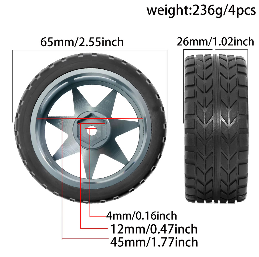 RC Racing Mate Räder Reifen Set, 1:10, Metall, Schwarz - Bild 2