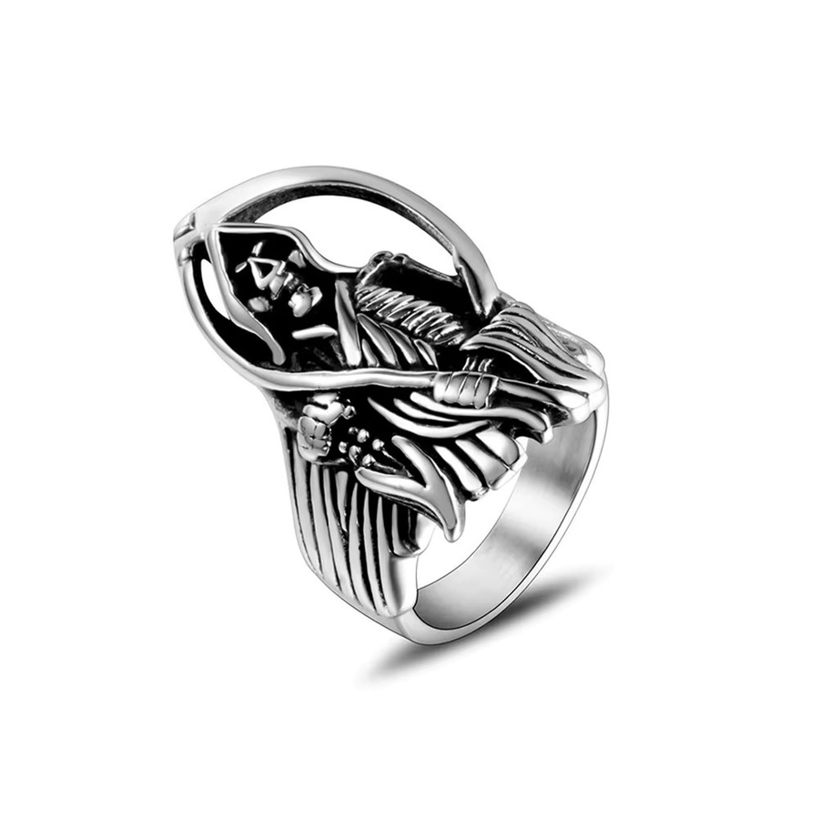 NORTHMAN Ring Totenkopf, Edelstahl, Silber, Herren, Vintage - Bild 5