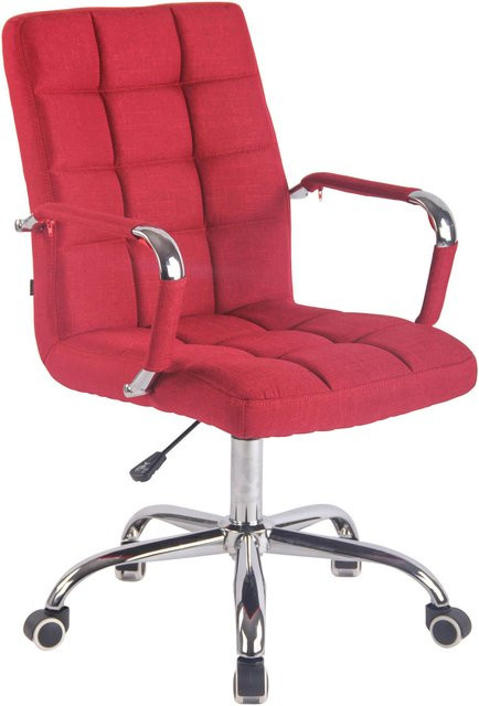 TPFLiving Bürostuhl in Rot mit Stoffbezug und Armlehnen für das Home-Office - Bild 1