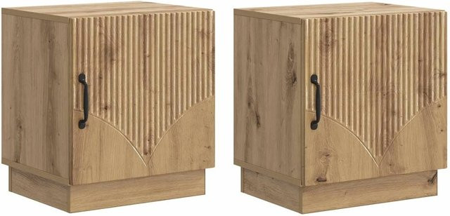 vidaXL Nachttisch 2er Set im Vintage Design aus Eiche, Farbe Braun, B/T/H: 43 x 34,5 x 47 cm - Bild 1