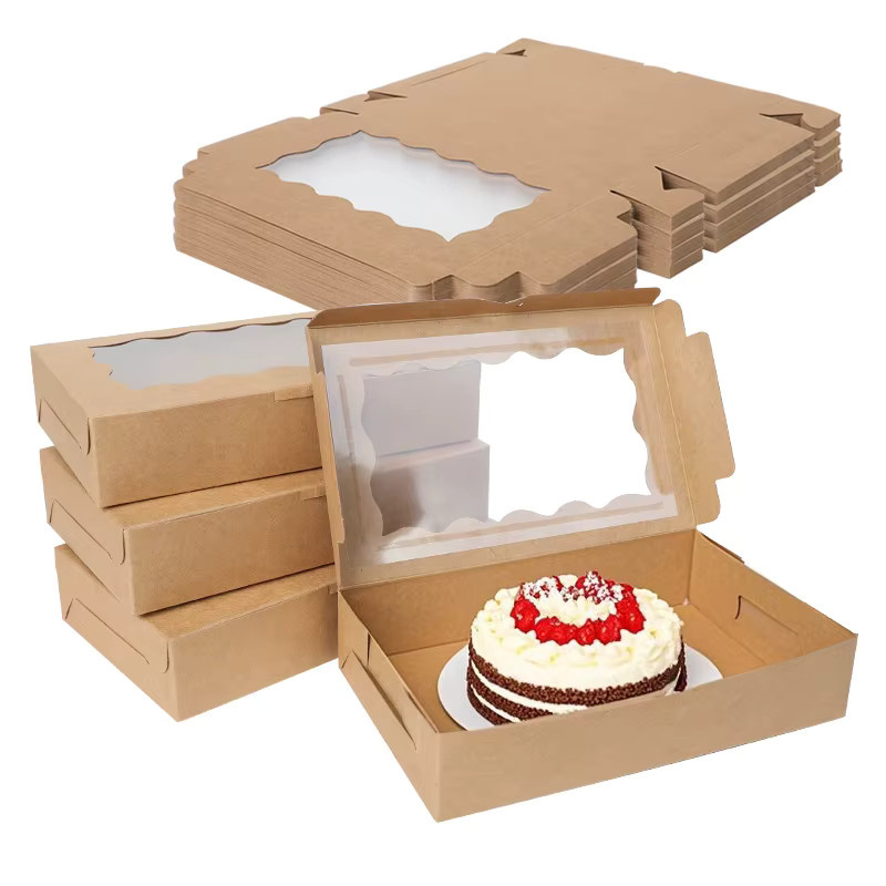 Kraftpapier-Geschenkboxen mit klarem Fenster in Braun für Desserts, Gebäck und Süßigkeiten, 5 oder 10 Stück - Bild 2