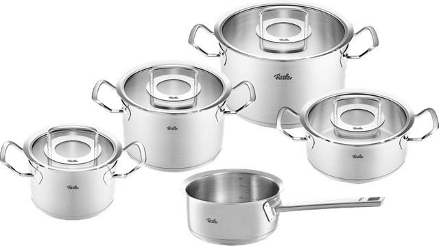 Fissler Original-Profi Collection Topf- und Pfannenset mit Kasserolle, 6-teilig, Edelstahl, Silber, unbeschichtet - Bild 1