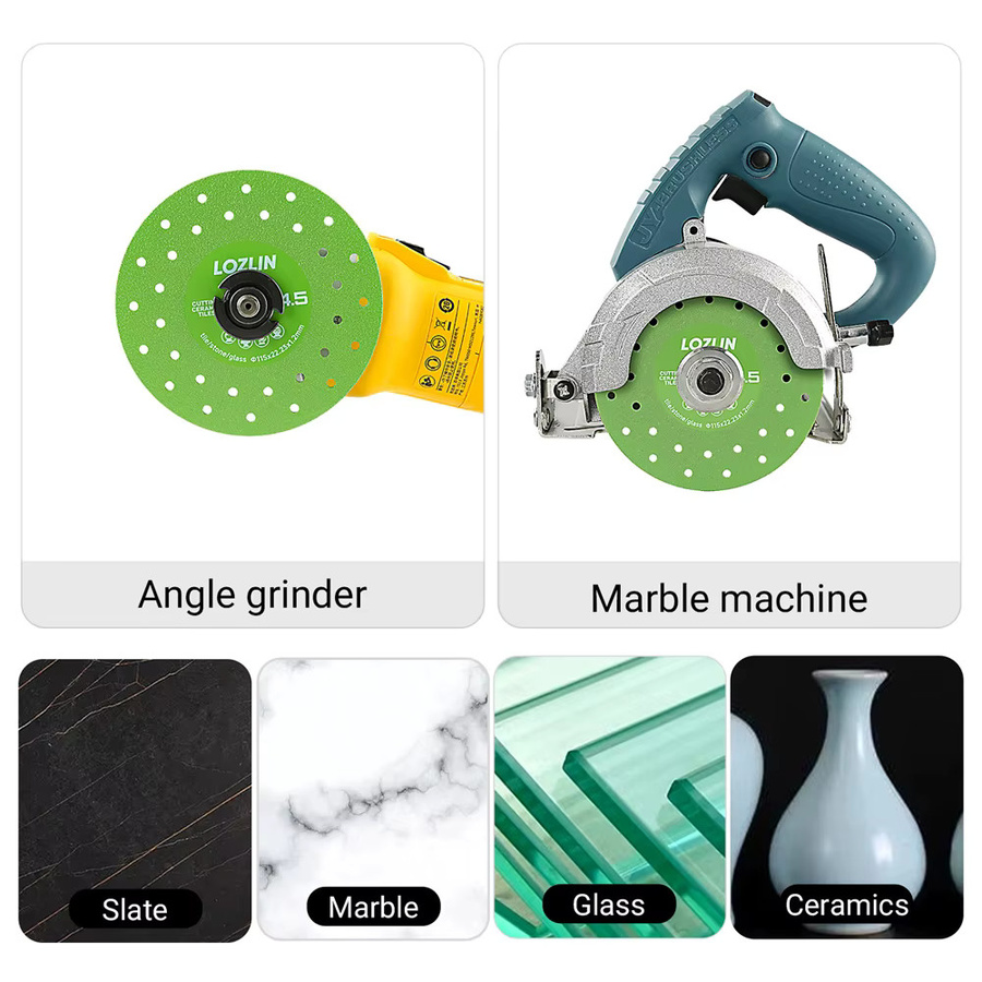 LOZLIN Diamant-Trennscheibe für Steinplatten und Marmorfliesen, grüne Schneidscheibe zum Schneiden und Schleifen - Bild 3