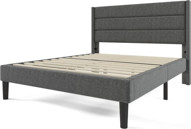 okwish Polsterbett mit Matratze modern B/T/H: 146 x 200 x 210 cm grau grün - Bild 1