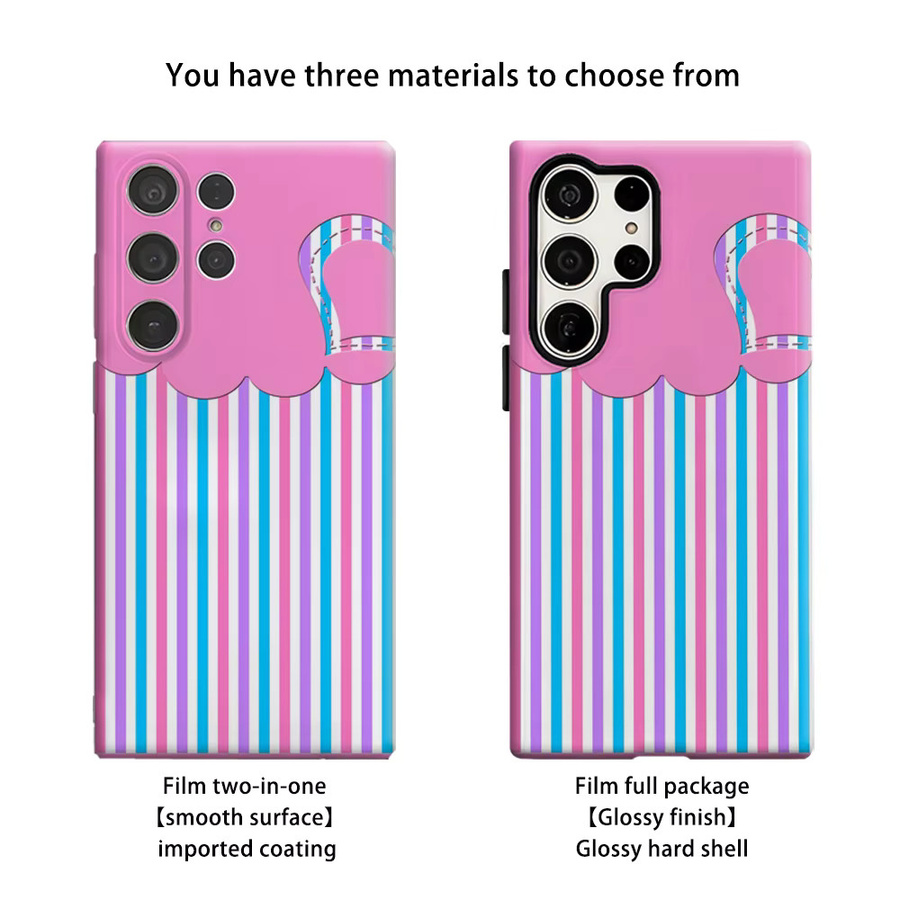 Glänzende doppelschichtige Rückseiten-Handyhülle Pink Cloud Stripes für Samsung Galaxy S25 Ultra, S24 und S23 Ultra Plus - Bild 2