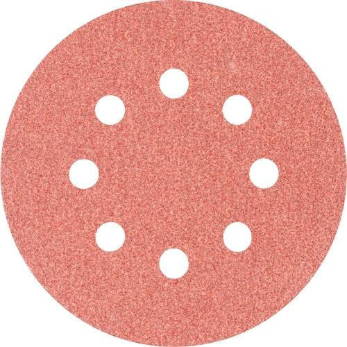 PFERD KSS 125 Exzenterschleifpapier Klettscheibe mit 8 Absauglöchern, Körnung 100, Durchmesser: 125 mm, 25 Stück, Farbe: Rot - Bild 1