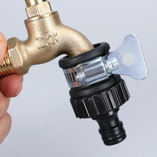 2er-Set Universal Wasserhahn Adapter aus Kunststoff in Schwarz für Gartenbewässerung und Autowäsche mit Quick Connect Fitting - Bild 1