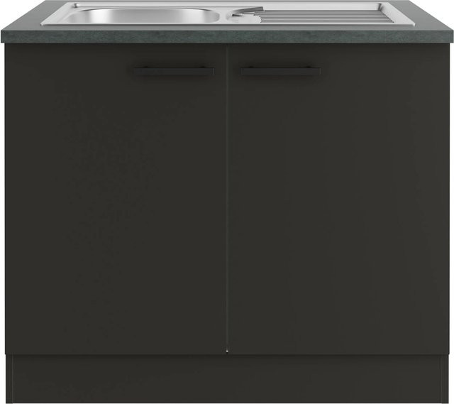OPTIFIT Madrid420 Küchen-Spülenunterschrank in Anthrazit Matt mit Breite: 100 cm - Bild 1