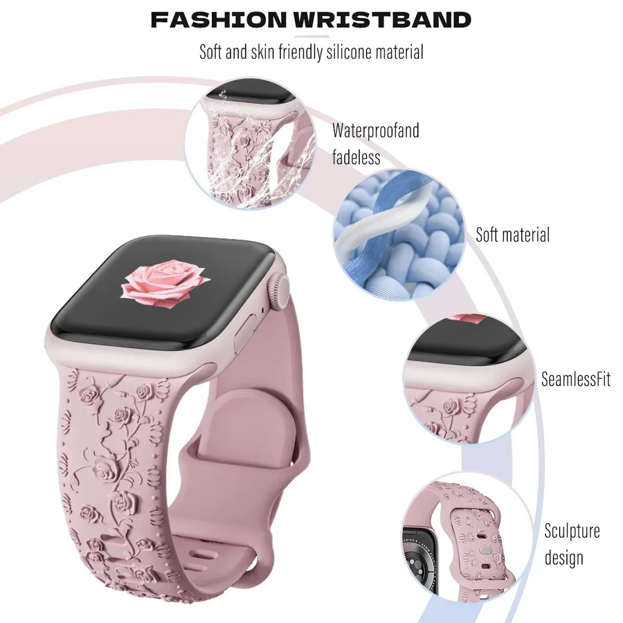 Cor Uhrenarmband Silikon, Blumengraviert, Bunt, Unisex - Bild 2