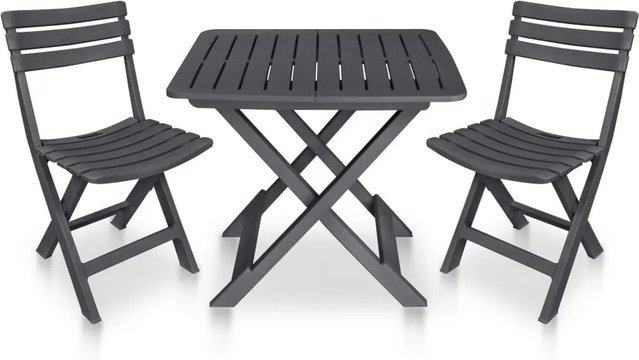 vidaXL 3-tlg Bistro-Set aus Kunststoff in Anthrazit klappbar - Bild 1